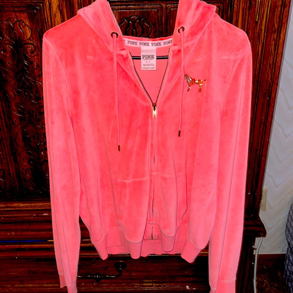 COPY - PINK by Victorias Secret vintage velour zip up hoodie